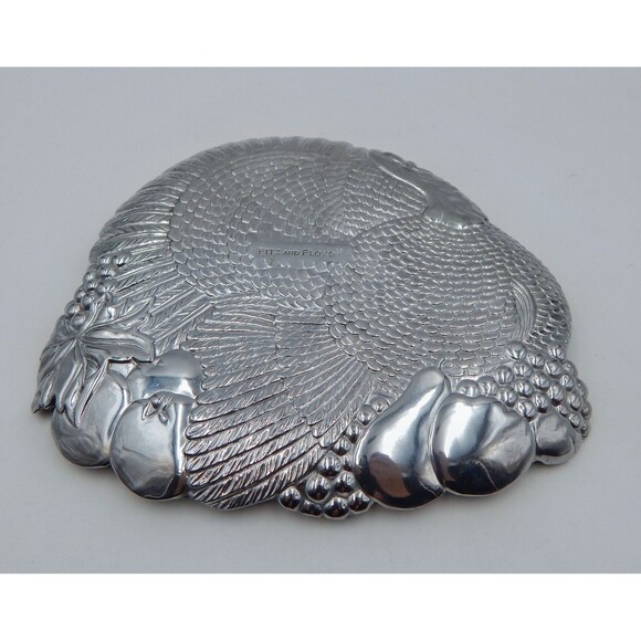Fitz & Floyd Silver Metalware Thanksgiving Turkey Serving Tray 9 inches - Picture 2 of 7